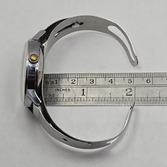 Timex Viscount 1971 Silver Date Watch Self Winding Retro Don Juan By Flatau Cuff - Picture 9 of 11